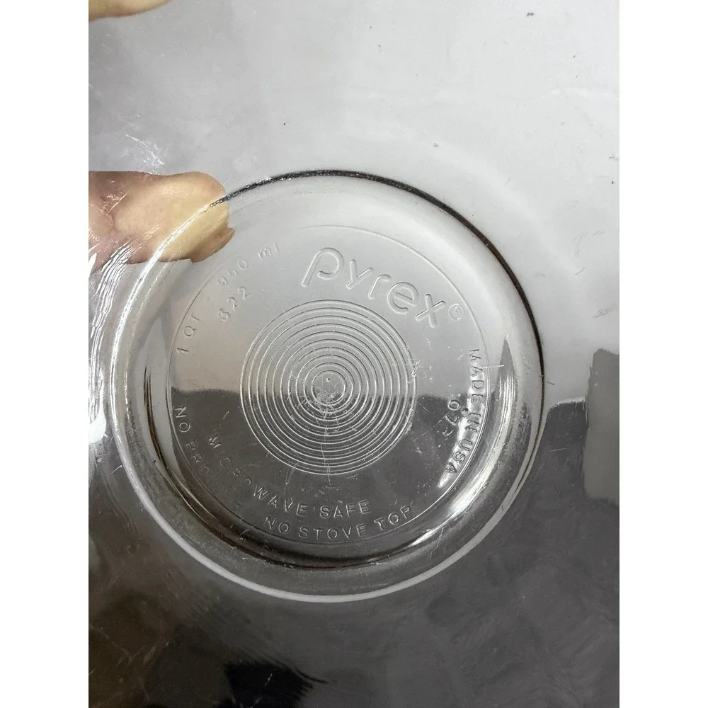 Vintage Pyrex 322 1 Qt Clear Glass Round Nesting/Mixing Bowl 3